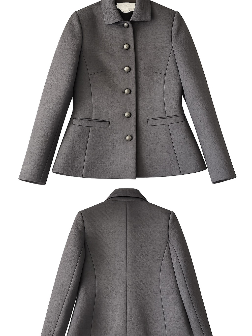 Women's BlackTailored Button-Front Jacket - Picture 5 of 5